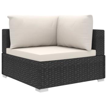 11-tlg. Garten-Lounge-Set mit Auflagen Poly Rattan Schwarz