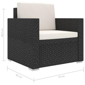 11-tlg. Garten-Lounge-Set mit Auflagen Poly Rattan Schwarz