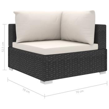 11-tlg. Garten-Lounge-Set mit Auflagen Poly Rattan Schwarz