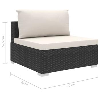 11-tlg. Garten-Lounge-Set mit Auflagen Poly Rattan Schwarz
