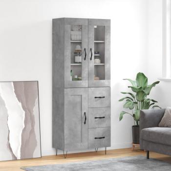 ARDEBO.de - Highboard Betongrau 69,5x34x180 cm Holzwerkstoff