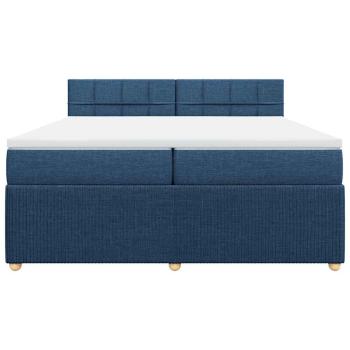 Boxspringbett mit Matratze Blau 200x200 cm Stoff