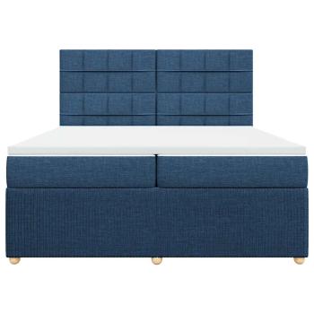 Boxspringbett mit Matratze Blau 200x200 cm Stoff