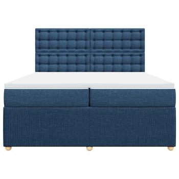 Boxspringbett mit Matratze Blau 200x200 cm Stoff