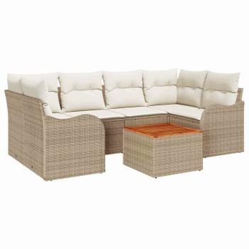 ARDEBO.de - Beige Garten Sofa Set 7 pcs Beige, weiß Groß