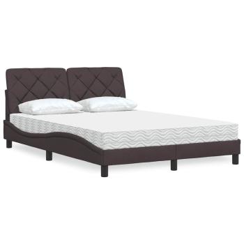 ARDEBO.de - Bett mit Matratze Dunkelbraun 140x190 cm Stoff