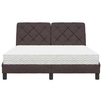 Bett mit Matratze Dunkelbraun 140x190 cm Stoff