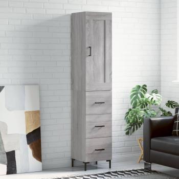 ARDEBO.de - Highboard Grau Sonoma 34,5x34x180 cm Holzwerkstoff