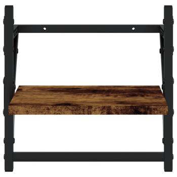 6-tlg. Wandregal-Set mit Stangen Räuchereiche Holzwerkstoff