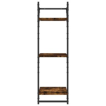 6-tlg. Wandregal-Set mit Stangen Räuchereiche Holzwerkstoff