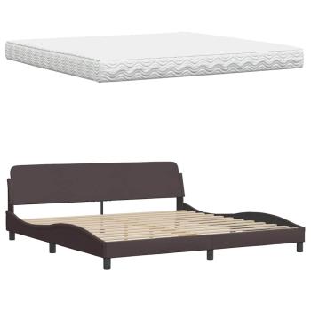 ARDEBO.de - Bett mit Matratze Dunkelbraun 200x200 cm Stoff