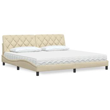 ARDEBO.de - Bett mit Matratze Creme 200x200 cm Stoff