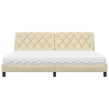 Bett mit Matratze Creme 200x200 cm Stoff