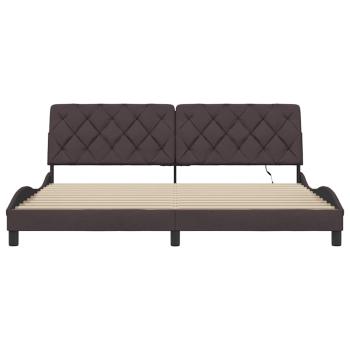 Bettgestell mit LED ohne Matratze Dunkelbraun 200x200 cm Stoff