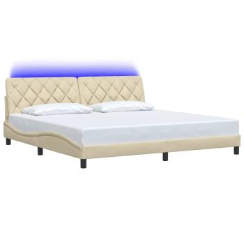 Bettgestell mit LED ohne Matratze Creme 200x200 cm Stoff
