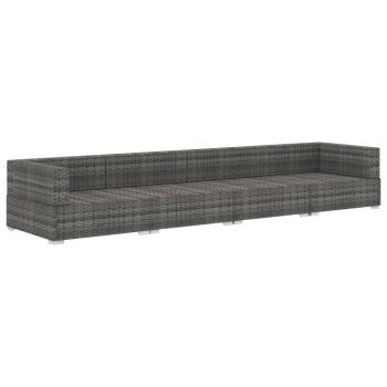 4-tlg. Gartensofa-Set mit Kissen Poly Rattan Grau