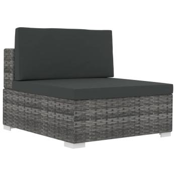 4-tlg. Gartensofa-Set mit Kissen Poly Rattan Grau