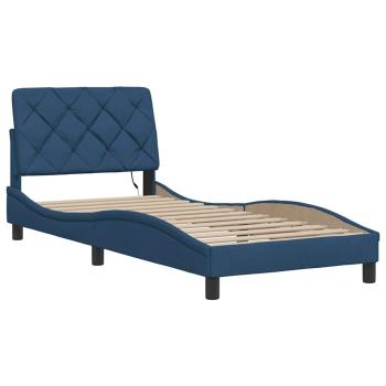 Bettgestell mit LED ohne Matratze Blau 80x200 cm Stoff