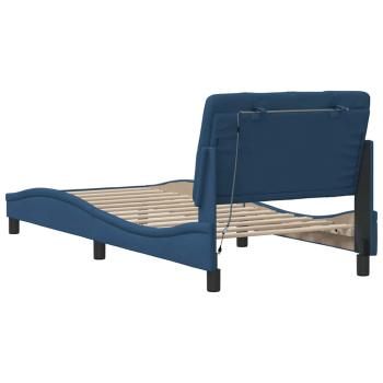 Bettgestell mit LED ohne Matratze Blau 80x200 cm Stoff