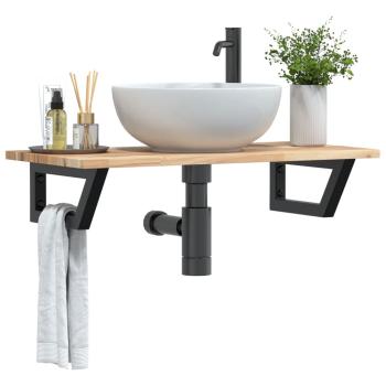 ARDEBO.de - Waschbeckenregal Wandmontage Stahl und Akazienholz