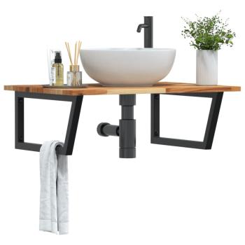 ARDEBO.de - Waschbeckenregal Wandmontage Stahl und Akazienholz