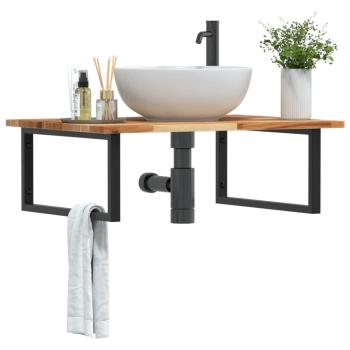 ARDEBO.de - Waschbeckenregal Wandmontage Stahl und Akazienholz