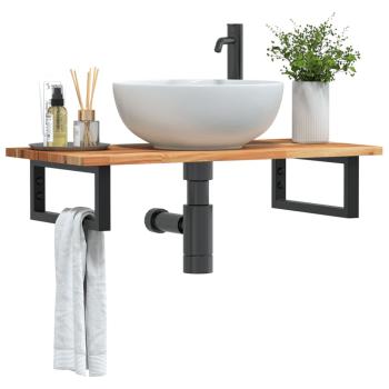 ARDEBO.de - Waschbeckenregal Wandmontage Stahl und Akazienholz