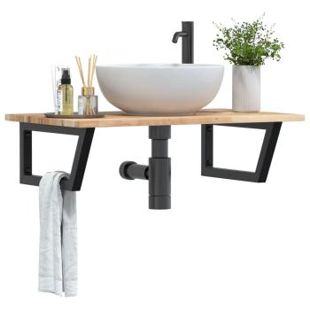 ARDEBO.de - Waschbeckenregal Wandmontage Stahl und Akazienholz
