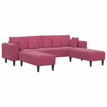 Samt Sofa mit Kissen mit Kissen 3 pcs Weinrot 208 cm Samt
