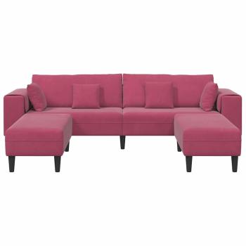 Samt Sofa mit Kissen mit Kissen 3 pcs Weinrot 208 cm Samt