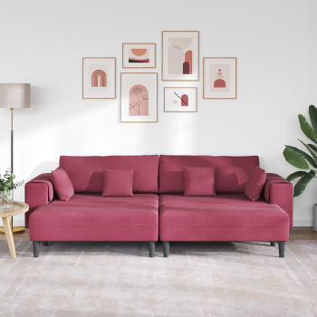 Samt Sofa mit Kissen mit Kissen 3 pcs Weinrot 208 cm Samt