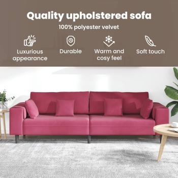 Samt Sofa mit Kissen mit Kissen 3 pcs Weinrot 208 cm Samt