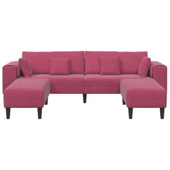 Samt Sofa mit Kissen mit Kissen 3 pcs Weinrot 208 cm Samt