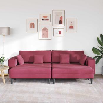 Samt Sofa mit Kissen mit Kissen 3 pcs Weinrot 208 cm Samt