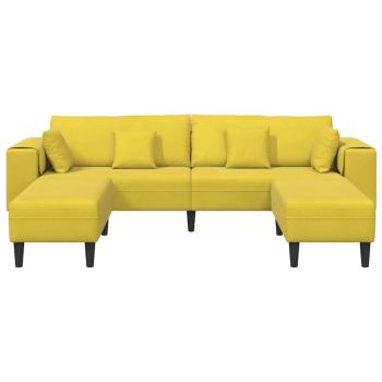Samt Sofa mit Kissen mit Kissen 3 pcs Gelb 208 cm Samt