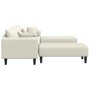 Samt Sofa mit Kissen mit Kissen 3 pcs Cremefarben 208 cm Samt