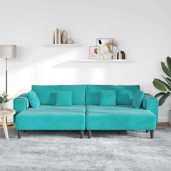 Samt Sofa mit Kissen mit Kissen 3 pcs Türkis 208 cm Samt