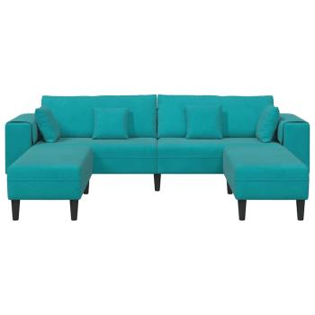 Samt Sofa mit Kissen mit Kissen 3 pcs Türkis 208 cm Samt