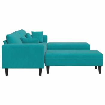 Samt Sofa mit Kissen mit Kissen 3 pcs Türkis 208 cm Samt