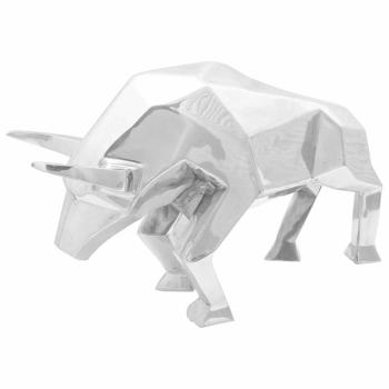 ARDEBO.de - Skulptur Stier Silbern 74x23x39 cm Aluminium