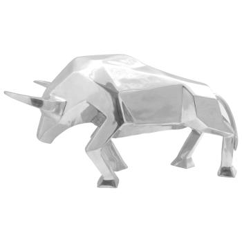 Skulptur Stier Silbern 74x23x39 cm Aluminium