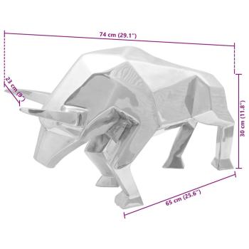 Skulptur Stier Silbern 74x23x39 cm Aluminium