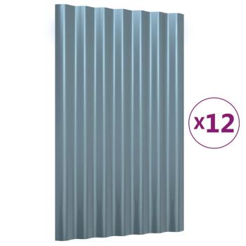 Dachpaneele 12 Stk. Pulverbeschichteter Stahl Grau 60x36 cm