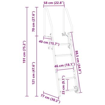 Dockleiter Sonstiges Silber 58 x 77 x 191 cm Aluminium