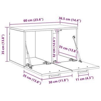 Wandschrank Schwarze Eiche 60 x 36.5 x 35 cm Holzwerkstoff