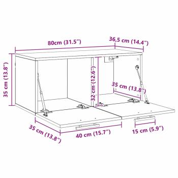 Wandschrank Altholz 80 x 36.5 x 35 cm Holzwerkstoff