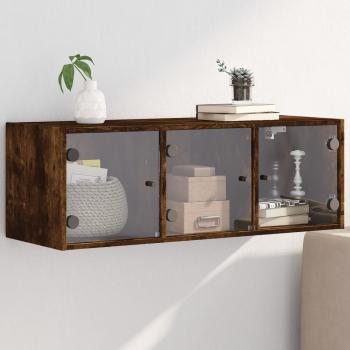 ARDEBO.de - Wandschrank mit Glastüren Räuchereiche 102x37x35 cm