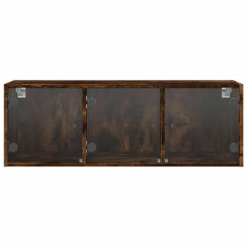 Wandschrank mit Glastüren Räuchereiche 102x37x35 cm