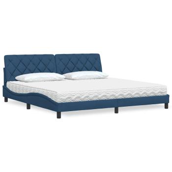 ARDEBO.de - Bett mit Matratze Blau 200x200 cm Stoff