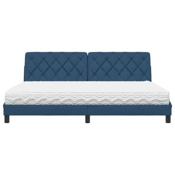 Bett mit Matratze Blau 200x200 cm Stoff